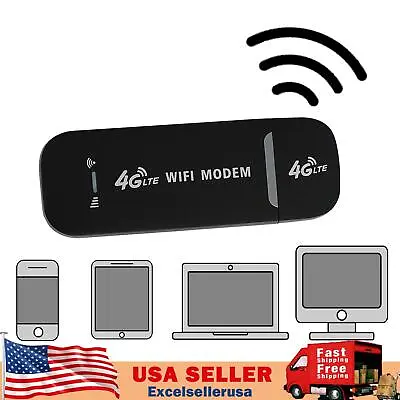 4G LTE Wireless Router WiFi Mobile Broadband Modem USB Dongle Unlocked Black USA • $17.89