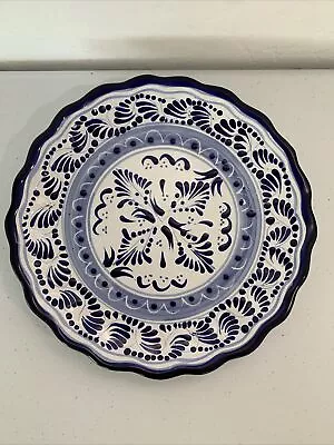 Talavera Plate 8.25  Puebla Mexico  Pottery  Cobalt • $25.49