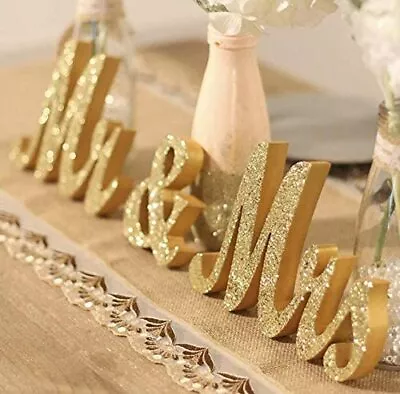 Mr And Mrs Signs Wedding Table Decorations Wooden Freestanding Letters For Photo • $27.06