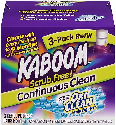 Kaboom Toilet Cleaning System Refills 3 Pouches Scrub-Free Rust & Stains Fighter • $30.98