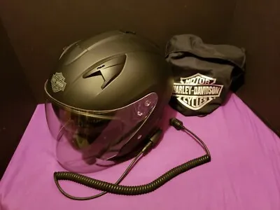 Harley Davidson HD-J1V Full Face Size M Motorcycle Helmet Headset Sunshield Bag • $114.95