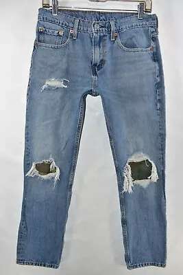 Levi's 502 Regular Taper Distressed Jeans Mens Size 30x30 Blue Meas. 30x29 • $10.66