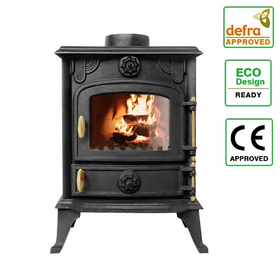 5KW Multifuel Stove Cast Iron Wood Burning Fireplace Eco Design Defra Approved • £293.97