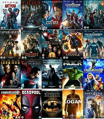 Superhero DVD Film Multi Movie Collection Marvel DC Avengers Guardians Galaxy • £2.99