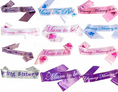 Baby Shower Sashes Pink Blue Mum Mummy To Be Big Sister Brother Cheap Gift Party • £4.95
