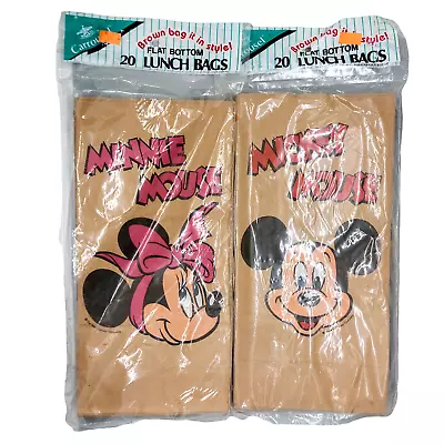 Vintage Disney Mickey Minnie Mouse Brown Paper Lunch Bags Carrousel 40 Bags  • $31.96