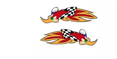 HONDA RACING WOODY WOODPECKER DECALS TOOLBOX  Motorsport Vintage Car Sticker X2 • £6.99