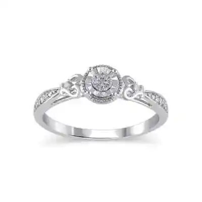 $386.03 • Buy 10K Gold 0.1Ct Diamond Promise Engagement Ring For Women (I3 Clarity, I-J Color)