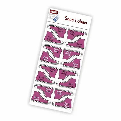 $11.03 • Buy UltraStick Shoe Nametapes/Tag Waterproof Stickers Personalised Boot Shape PURPLE