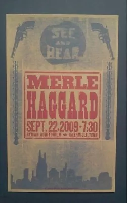 MERLE HAGGARD Hatch Show Print Nashville RYMAN 2009 Outlaw Tour Poster • $349