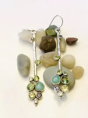 Echo Of The Dreamer – Mars And Valentine Gemstone Drop Earrings. • $396