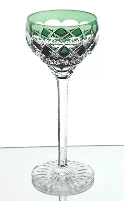 $125 • Buy Val St Lambert Emerald Green Cut To Clear Cased Crystal Wine Hock Goblet 