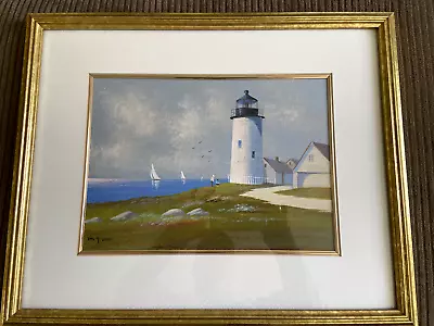 Rare Val McGann Painting  Bass Harbor Light House  Me. • $195