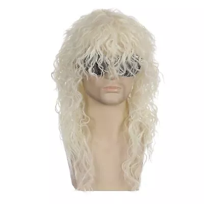 Halloween Men 80's Rocker Heavy Metal Punk Curly Wig Fancy Dress For Men Wome... • $26.27