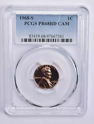 PR68 RD CAM 1968-S Lincoln Memorial Cent PCGS Blue Lbl *0874 • $5.56