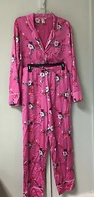 Victoria’s Secret Womens Pajama Set Long Sleeve Size Large Pink Floral Satin • $18