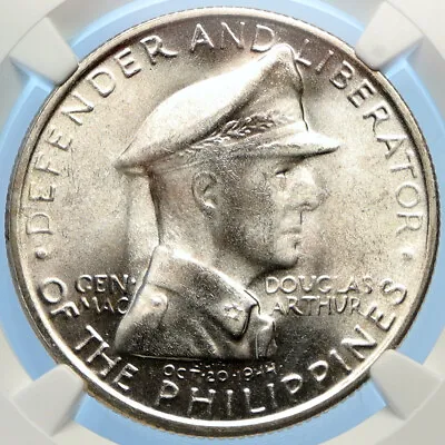 1947 S PHILIPPINES US WWII General DOUGLAS MACARTHUR Silver Peso Coin NGC I98385 • $808.65