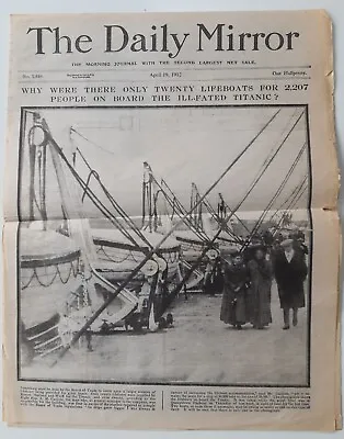 DAILY MIRROR TITANIC  19th April 1912 Lifeboat Headline - All 8 Pages - Reprint • £12.50
