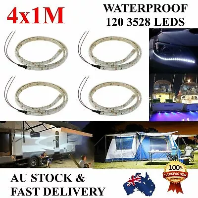 4X 1M Waterproof 12V Flexible Cool White Led Strip Lights Camping Boat Car Home • $18.99