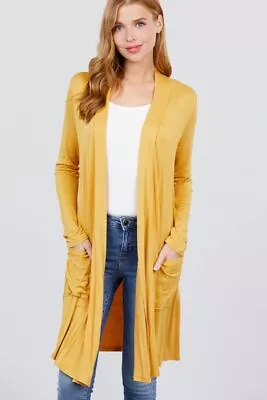 $13.95 • Buy Women's Open Front Slouchy Pockets Soft Rayon Long Cardigan Long Sleeve Sweater