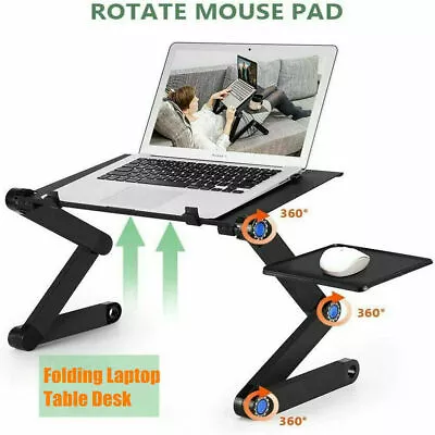 Laptop Stand Adjustable Notebook Cooling Table Folding Desk With Mouse Tray • £17.49