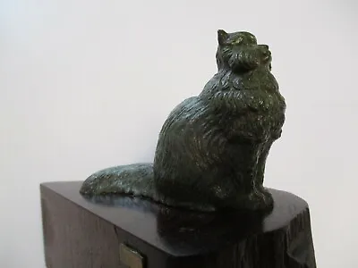 Schlappi Vintage Modernist Bronze Metal Sculpture Kitty Kitten Cat 1970's Art • $400