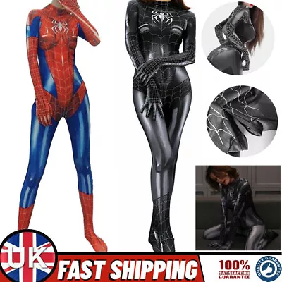 Spider Woman Jumpsuit Spiderman Tights Bodysuit Dress Party Suit Cosplay Costume • £16.59