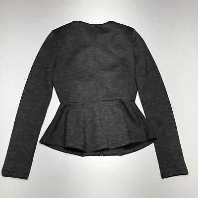 Mossimo Jacket Womens Size XS Gray Full Zip Peplum Style Collarless Long Sleeve • $16.99