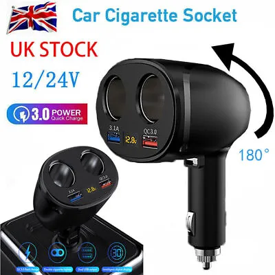 DC 12V Car Cigarette Lighter Adapter Charger 2 USB Dual Plug Socket Splitter UK • £5.59