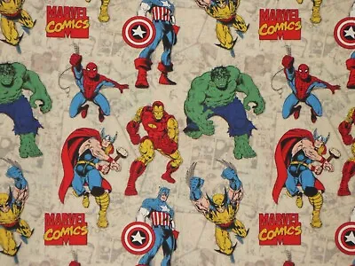 $2.99 • Buy Fat Quarter  Marvel Hero Comic Fabric  Superhero Comics  Hulk Captain America Fq