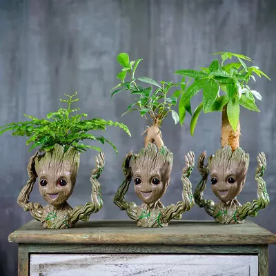 Cartoon Baby Groot Flower Pot Tree Man Succulent Bonsai Pot Balcony Garden Decor • £10.99