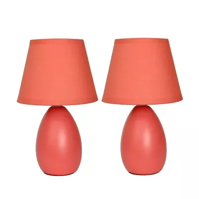 Mini Egg Oval Ceramic Table Lamp 2 Pack Set Orange • $16.24