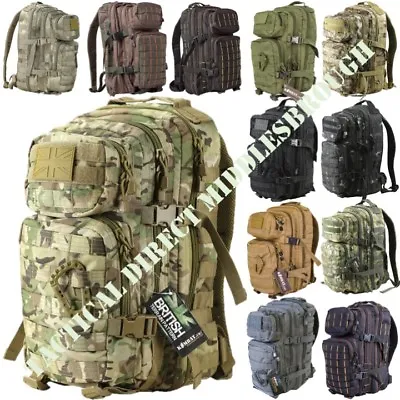 28L Molle Assault Pack Army Cadet Rucksack 3 Tier Daysack Bag MTP SAS BLACK CAMO • £34.99