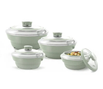 £44.77 • Buy 4PC Plastic Hot Pot Thermal Insulated Casserole Food Warmer Serving Dish Green