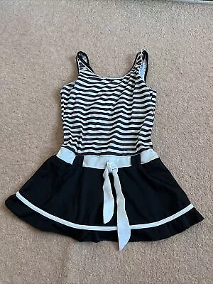 Black Zebra Striped Swimsuit Skirt Cute Bikini Lingerie Sailor Cosplay UK 6 - 8 • £15