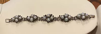 Ming's Hawaii Estate Antique Sterling Silver Blue Gray Pearl Bracelet • $899