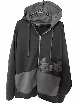 Under Armour Mens Black/Gray Fleece Full-Zip Sherpa Lined Hoodie Sz XXL 2XL • $20