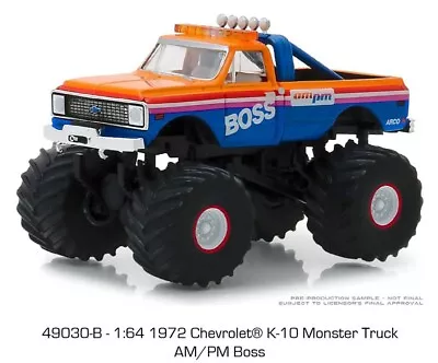 Greenlight 1972 Chevrolet K-10 Monster Truck AM PM Boss 49030A 1/64 Diecast • $11.89