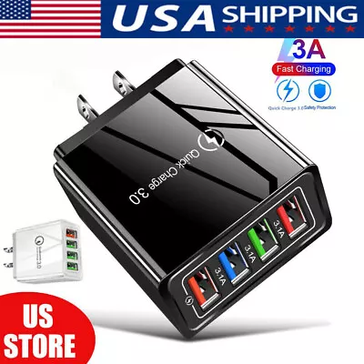 4 Port USB Wall Charger USB Fast Quick Charge QC 3.0 Power Adapter Plug US • $5.15