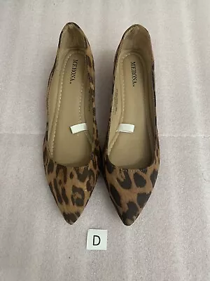 NEW Womens Merona Leopard Faux Suede Pointed Toe Ballet Flats Shoes US 6.5 • $17.40