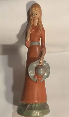 Vintage Ceramic Lady Figurine 12” Boho Table Decoration Felt Bottom • $17.99