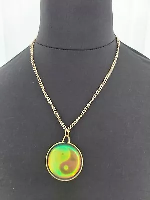 Vintage Gold Tone Hologram Pendant Necklace New In Box • £14.50