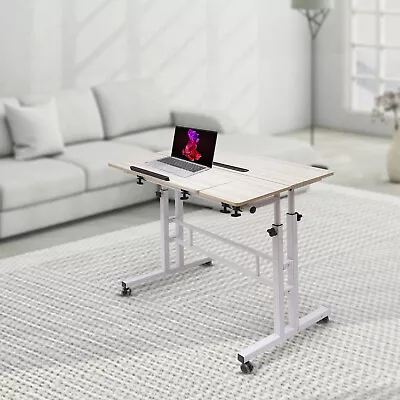 Adjustable Rolling Laptop Desk Office Computer Table Mobile Stand Up Workstation • $66.49