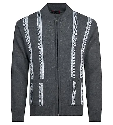 Men Knitted Cardigans Zipper Crew Neck Long Sleeve  With Pockets Jumper  M -2XL • £19.95