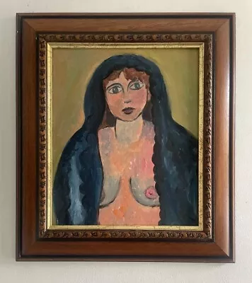 Original Abstract Mid Century Style Figurative Portrait Oil On Board Painting • £0.99