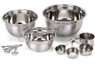 Stainless Steel Mixing Bowls 12 Piece Bowl Set With Measuring Cups And Spoons • $20.99