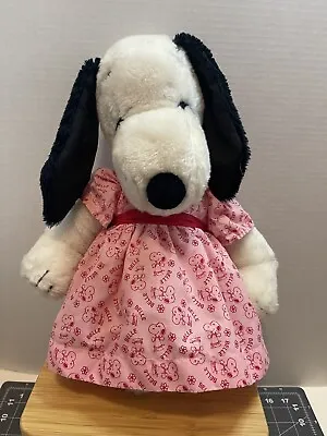 Vintage Plush Snoopy's Sister BELLE Pink Dress 10” Peanuts 1968 United Syndicate • $30