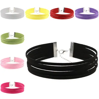 Gothic Choker Necklace Vintage Layer Hippy Velvet Retro Suede Boho Leather UK • £2.99