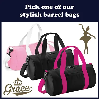 Personalised Barrel Dance Bag Girls Glitter Kids School Gymnastics Ballet  • £12.45