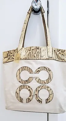 Rare Coach Audrey Slim Tote Bag In Cream Leather And Python • $65